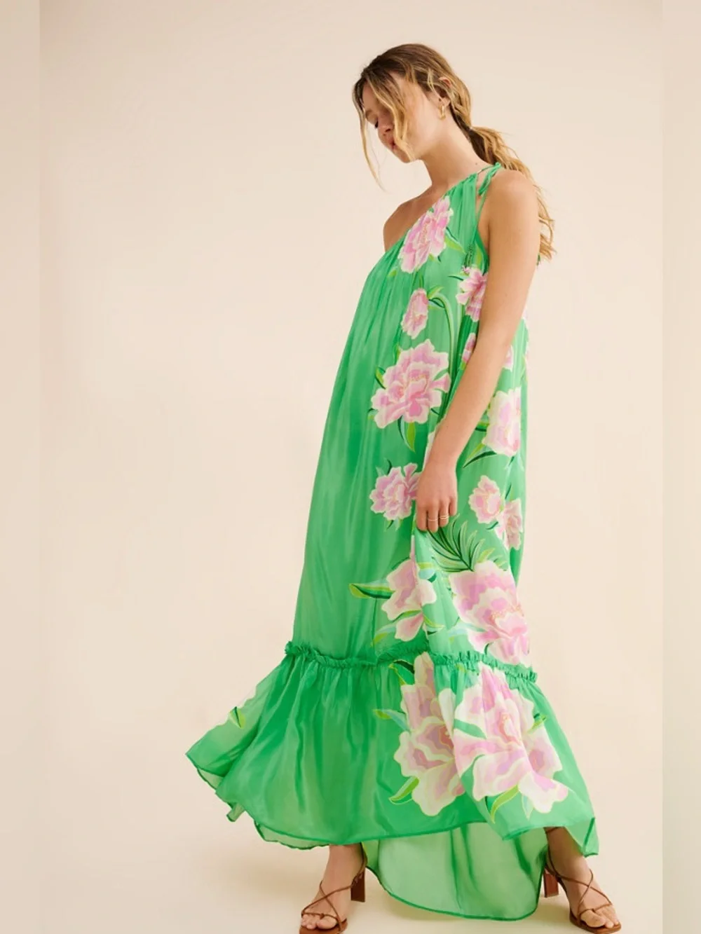 FARM Rio | Dresses | Farm Rio X Anthropologie Floral Vibing Satin Maxi ...